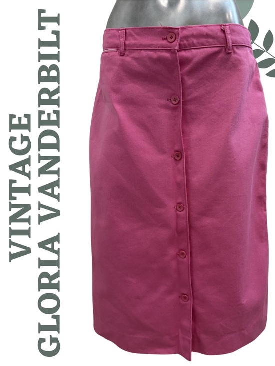 Vintage Gloria Vanderbilt Murjani Pink Button Skirt 14 Current Size 10 - Picture 2 of 9